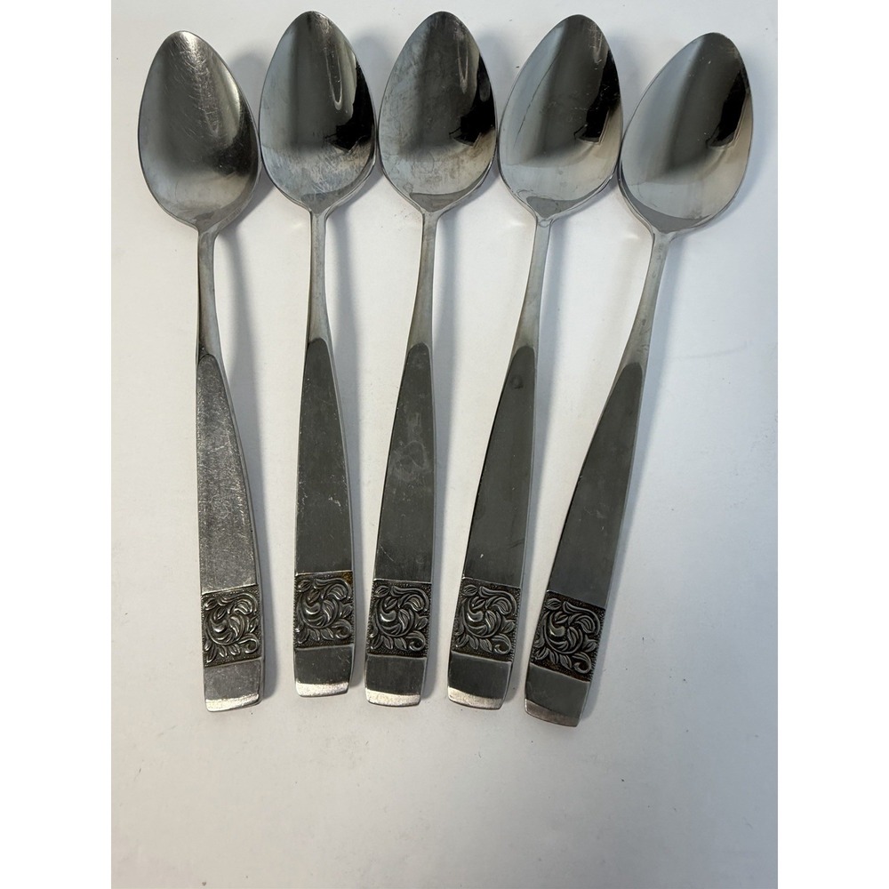 National Stainless Black Rose Teaspoon Spoons Set of 5 JAPAN Flatware